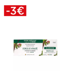  Klorane KERATIN CAPS - Force et Vitalité - Cheveux et Ongles, 3x30 Capsules 