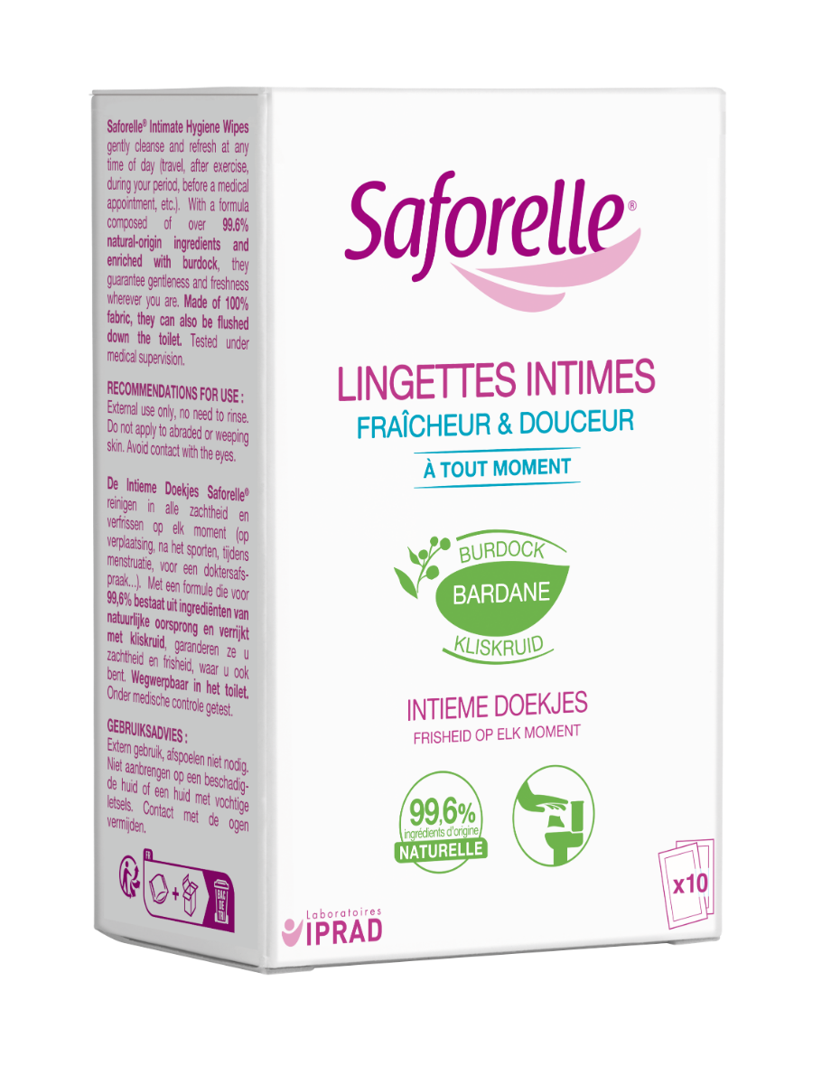 Lingettes Intimes Fraîcheur et Douceur - 100% biodégradables - 10